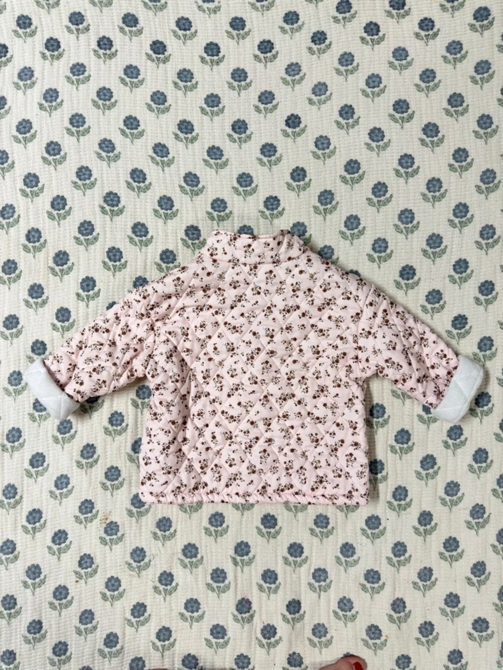Toddler Floral Pattern Quilted Button Front Jacket